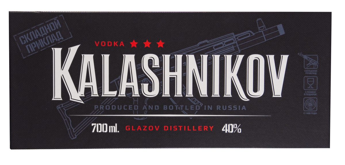 Vodka Kalaschnikov Geschenkset mit 3 Gläser bestellen